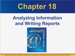 Bài giảng Business and Administrative Communication - Chapter 18 Analyzing Information and Writing Reports