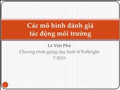 Bài giảng Các mô hình đánh giá tác động môi trường