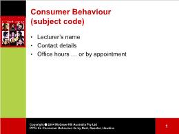 Bài giảng Consumer Behaviour - Chapter 1 Consumer Behaviour and Marketing Strategy