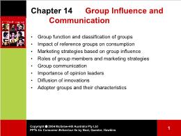 Bài giảng Consumer Behaviour - Chapter 14 Group Influence and Communication