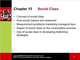 Bài giảng Consumer Behaviour - Chapter 15 Social Class