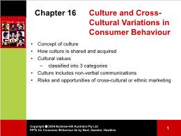 Bài giảng Consumer Behaviour - Chapter 16 Culture and Cross- Cultural Variations in Consumer Behaviour