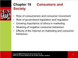 Bài giảng Consumer Behaviour - Chapter 18 Consumers and Society