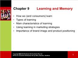 Bài giảng Consumer Behaviour - Chapter 9 Learning and Memory