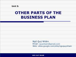 Bài giảng Designing Business Plan - Unit 5 Other parts of the business plan