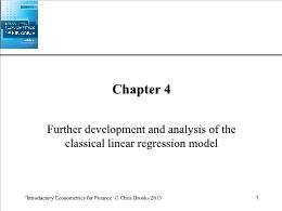 Bài giảng Introductory Econometrics for Finance - Chapter 4 Further development and analysis of the classical linear regression model