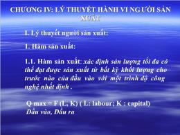 Bài giảng Kinh tế học vi mô - Chương IV: Lý thuyết hành vi người sản xuất (tt)