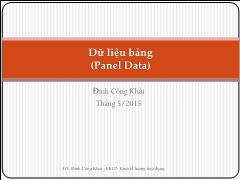 Bài giảng Kinh tế lượng ứng dụng - Dữ liệu bảng (Panel Data)