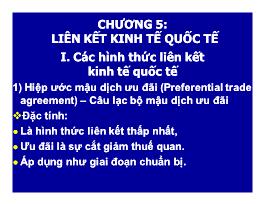 Bài giảng Kinh tế Quốc tế - Chương 5: Liên kết kinh tế quốc tế