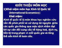 Bài giảng Kinh tế Quốc tế - Giới thiệu