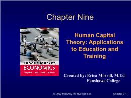 Bài giảng Labour Market Economics - Chapter 9 Human Capital Theory: Applications to Education and Training