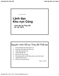 Bài giảng Lãnh đạo Khu vực Công - Lãnh đạo Sự Thay đổi