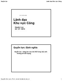 Bài giảng Lãnh đạo Khu vực Công - Quyền Lực