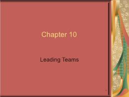 Bài giảng Leadership - Chapter 10 Leading Teams