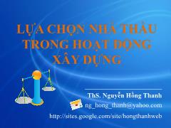 Bài giảng Lựa chọn nhà thầu trong hoạt động xây dựng