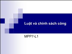 Bài giảng Luật và chính sách công - Giới thiệu môn học