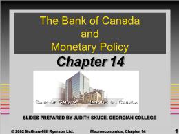 Bài giảng Macro - Chapter 14 The Bank of Canada and Monetary Policy