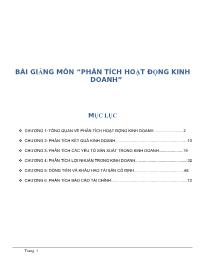 Bài giảng môn Phân tích hoạt động kinh doanh