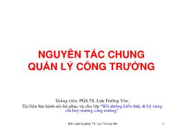 Bài giảng Nguyên tắc chung quản lý công trường