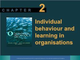 Bài giảng Organisational behaviour - Chapter 2 Individual behaviour and learning in organisations