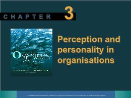 Bài giảng Organisational behaviour - Chapter 3 Perception and personality in organisations