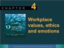 Bài giảng Organisational behaviour - Chapter 4 Workplace values, ethics and emotions