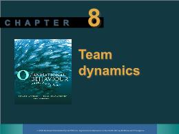 Bài giảng Organisational behaviour - Chapter 8 Team dynamics