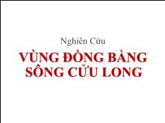 Bài giảng Phát riển Vùng và Địa phương - Nghiên cứu vùng đồng bằng sông Cửu Long