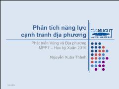 Bài giảng Phát riển Vùng và Địa phương - Phân tích năng lực cạnh tranh địa phương