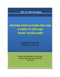 Bài giảng Phương pháp sai phân hữu hạn & phần tử hữu hạn trong truyền nhiệt