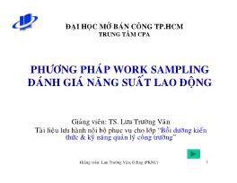 Bài giảng Phương pháp work sampling đánh giá năng suất lao động