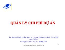 Bài giảng Quản lý chi phí dự án