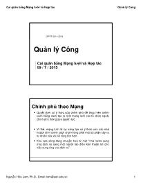 Bài giảng Quản lý Công - Cai quản bằng Mạng lưới và Hợp tác