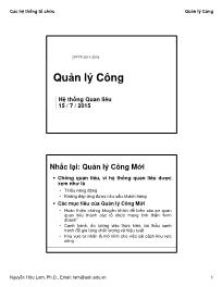 Bài giảng Quản lý Công - Hệ thống Quan liêu