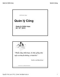 Bài giảng Quản lý Công - Quản lý Chiến lược