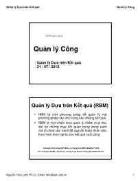 Bài giảng Quản lý Công - Quản lý Dựa trên Kết quả