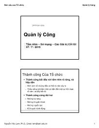 Bài giảng Quản lý Công - Tầm nhìn – Sứ mạng – Các Giá trị Cốt lõi