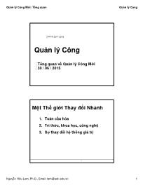 Bài giảng Quản lý Công - Tổng quan về Quản lý Công Mới