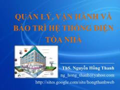 Bài giảng Quản lý, vận hành và bảo trì hệ thống điện tòa nhà