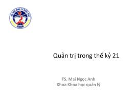 Bài giảng Quản trị học - Chương 8 Quản trị trong thế kỷ 21