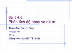 Bài giảng Thẩm định Đầu tư Công - Bài 5 & 6: Phân tích độ nhạy và rủi ro