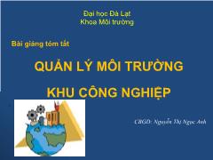 Bài giảng tóm tắt Quản lý môi trường khu công nghiệp