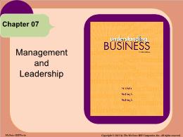 Bài giảng Understanding Business - Chapter 7 Management and Leadership