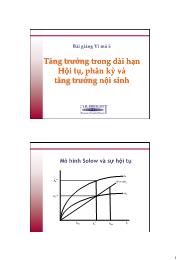 Bài giảng Vĩ mô - 5: Tăng trưởng trong dài hạn Hội tụ, phân kỳ và tăng trưởng nội sinh