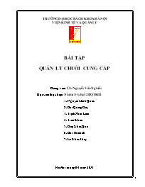 Bài tập Quản lý chuỗi cung cấp