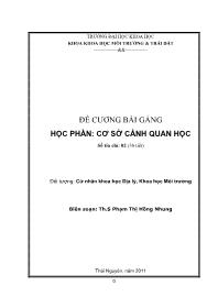 Đề cương bài gảng học phần: Cơ sở cảnh quan học