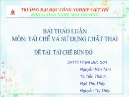 Đề tài Tái chế bùn đỏ