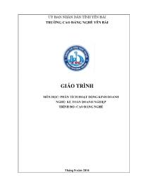 Giáo trình môn học: Phân tích hoạt động kinh doanh (Phần 1)