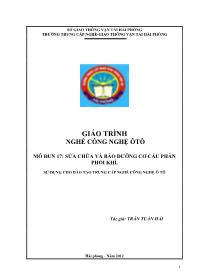 Giáo trình nghề Công nghệ ôtô - Mô đun 17: Sửa chữa và bảo dưỡng cơ cấu phân phối khí (Phần 1)