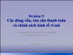 Kinh tế Vĩ mô - Bài giảng 19 Các dòng vốn, cán cân thanh toán và chính sách kinh tế vĩ mô